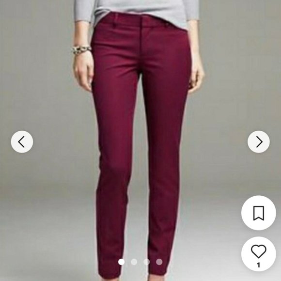 Banana Republic Jackson Fit Black Rose Fall 16 Pants Burgundy 10 - Picture 1 of 10